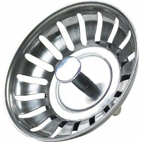 Bouchon Evier Cuisine Inox- Filtre Evier Cuisine Universel (Dia: 80MM), Bonde Evier avec 18 Fentes, Grille Evier Cuisine Étiquette (1/5)