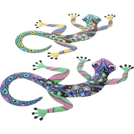 Décoration Murale Gecko en Fer, 2 Pièces, Sculpture Détaillée Maison Chambre, Style Unique et Adorable (1/5)