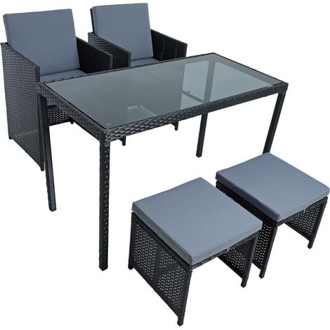 Sitzgruppe Gartenmöbel Set Rattanmöbel 4 Personen Polyrattan Gartenset Schwarz (1/5)