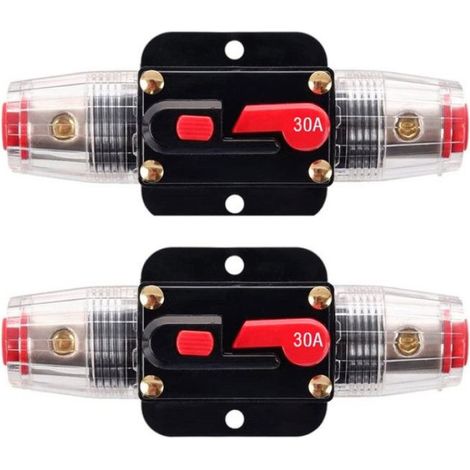 2PCS Fusible de réinitialisation de disjoncteur,12V-24V DC 30A avec réinitialisation manuelle pour la protection du système audio (1/5)
