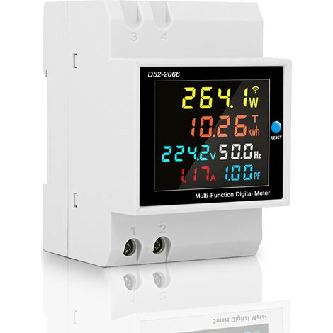 Compteur d'Énergie Monophasé AC 40-300V 100A, Compteur D'électricité avec Écran LCD Couleur, Compteur Electrique 1 Phasé, 6 En 1 Ampèremètre Voltmètre, Compteur d'Energie Compteur KWh (1/5)