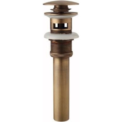 With Overflow - Basin Pop-up Drain Stopper, Retro Bronze Brass Universal Sink Drain Valve for Bathroom Vanity (1/3)