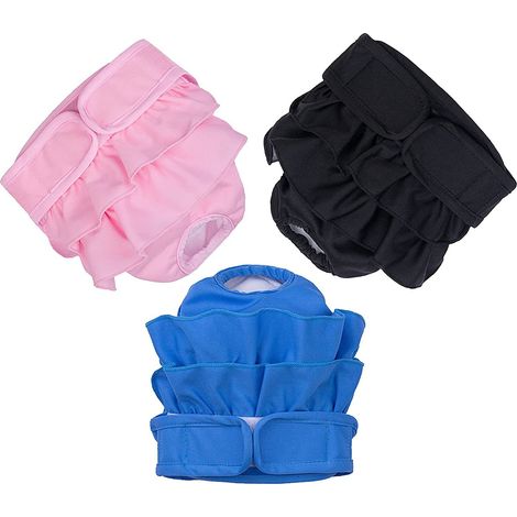 Paquete de 3 pañales reutilizables, ultra absorbentes e impermeables para perras, adecuados para el adiestramiento, los ciclos de celo y la incontinencia. (1/5)
