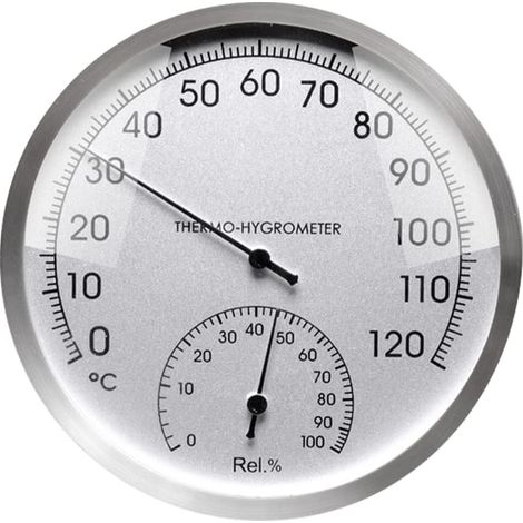 Thermomètre et Hygromètre 2 en 1, Metal Dial Thermomètre, Thermo-Hygromètre Analogique pour Sauna, cessoire de sauna thermometre (1/5)