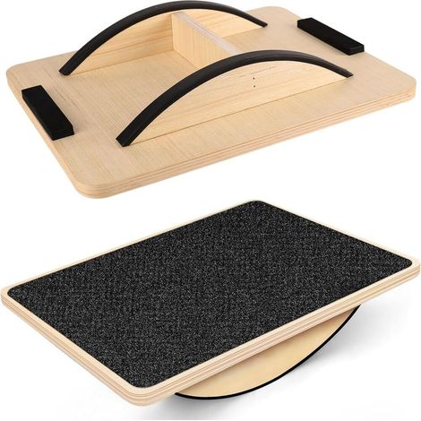 Balance Board - Plateforme D'Équilibre En Bois Multiplex - Pour Renforcement Du Core Et Rééducation - 30 X 40 X 8 Cm - 1 Pièce (1/5)