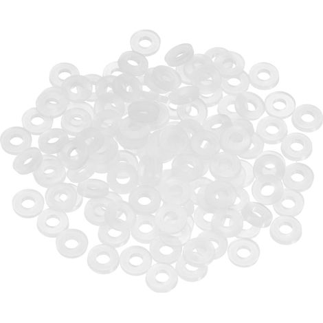 Rondelle Plate En Nylon M2, 125 Pcs 2mm Alésage 5mm Diamètre Extérieur 1mm Épaisseur Joint D'Étanchéité En Plastique Espaceur Vis Serrer Brides Robinet Vannes De Tuyauterie, Blanc (1/5)