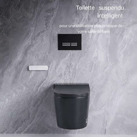 Toilette japonaise suspendue noire sans bride avec bâti inclus (1/5)