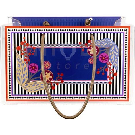 SHOPPER MEDIA CHARLOTTE IN CRISTALLO ACRILICO TRASPARENTE E CON DECORO DEVA