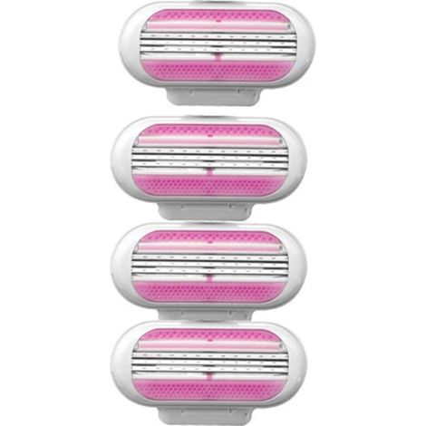 Pack Rose - Rasoir Femme 3 Lames Rechargeables - Aisselles & Jambes (Lot 3 Cartes + 4 Lames de Rechange) (1/5)