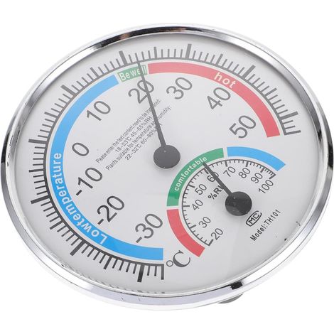 Thermomètre intérieur et hygromètre en métal en argent avec