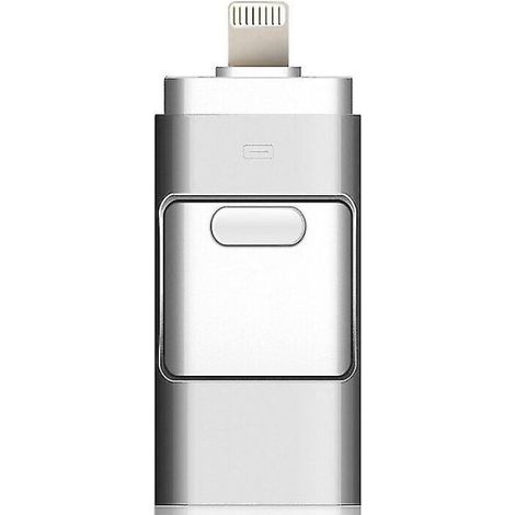 Clé USB 128 Go 3-en-1 Mémoire Externe OTG Périphérique de Stockage pour iPhone iPad Android PC Argent (1/5)