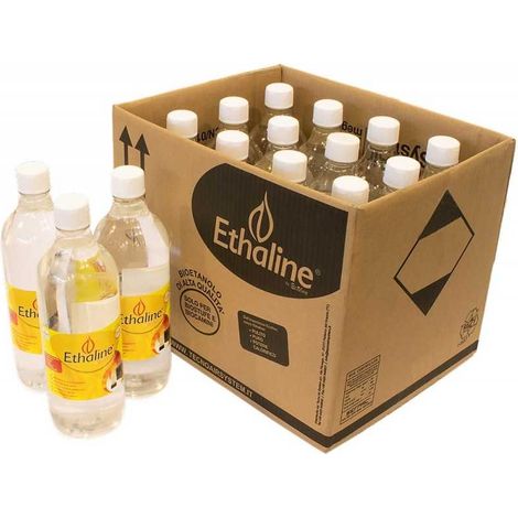 12 bouteilles de bioéthanol liquide Ethaline de 1 litre de carburant pour poêles et cheminées