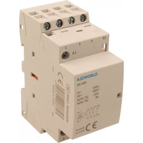 Teleruttore Contattore Modulare AC 4P 2M 3NO+1NC 25A AC 230V IP20 IEC61095 / IEC60947-4-1 HC-425