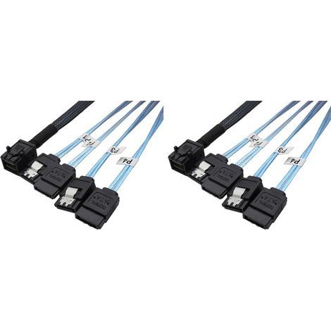 Câble de données compatible avec 2 disques durs SAS HD36P SFF-8643 vers 4 disques durs SATA 7 broches, câble de transmission pour serveur, câble adaptateur SAS (1/3)