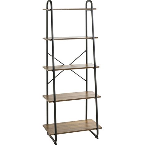 étagère chêne, Noir, métal, Panneaux de Particules alvéolaires - Dim.: L 60 cm x H 164 cm x P 36 cm, Style: Modern (1/5)