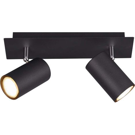 Spot plafonnier Trio noir/chrome orientable 2xGU10