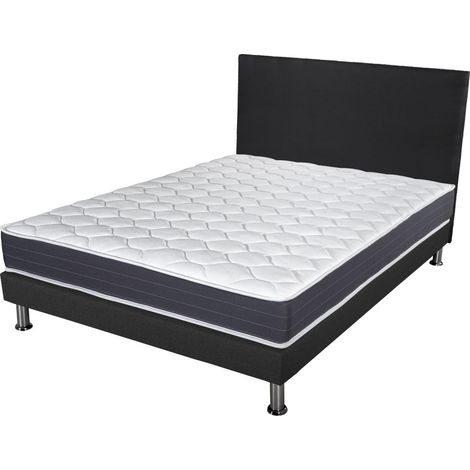 Matelas + Sommier + Tete SR9 Deco 140x190 Record - H. 20 cm - Soutien ferme (1/5)