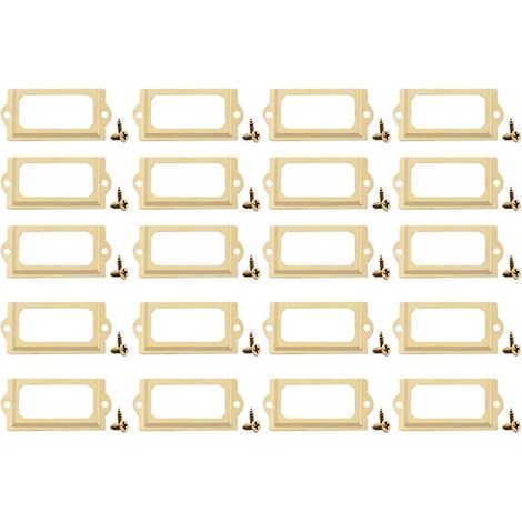 Lot de 20 porte-étiquettes laiton antique cadres et vis fer pour tiroirs armoires classeurs - Couleur jaune (1/2)
