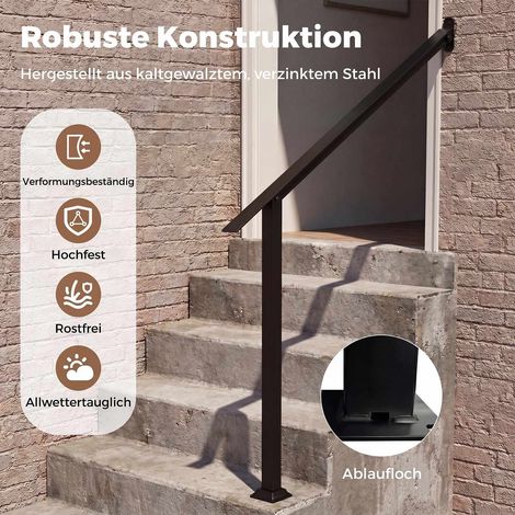 Adjustable Outdoor Handrail for 3/4 Steps, Galvanized Steel (1/5)