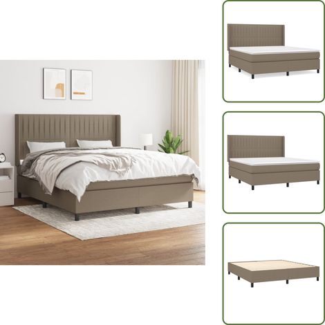 Sommier à lattes de lit avec matelas Taupe 160x200 cm Tissu - Lit Tapissier - Lit Double - Matelas Ressorts Ensachés - Literie - Chambre À Coucher (1/5)