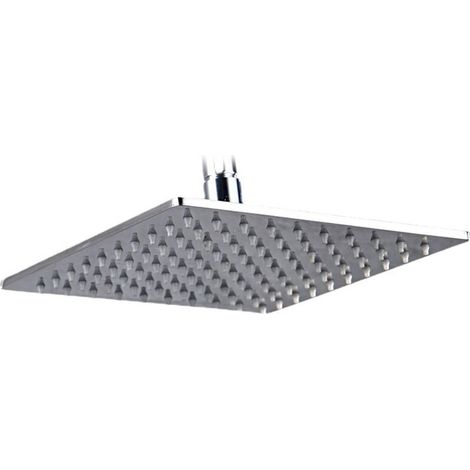 Tete de Douche Pluie Carre Anti Calcaire, Tete de Douche Pluie, Pomme de Douche en Acier Inoxydable et Haute Pression, Tête de Douche Rotatif 360° Facile à Installer et à Nettoyer, 8 Pouces (20 (1/4)