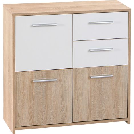 LIST - Meuble de Rangement 3 Portes 2 Tiroirs Aspect Bois (1/5)