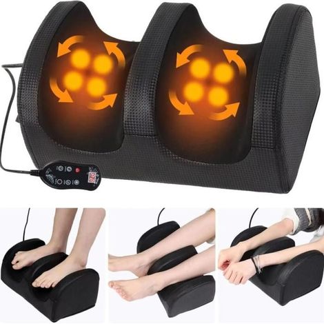 Type de prise : Prise UE Appareil de massage des pieds électrique noir sans télécommande, avec compression chaude et rouleau de ma (1/5)