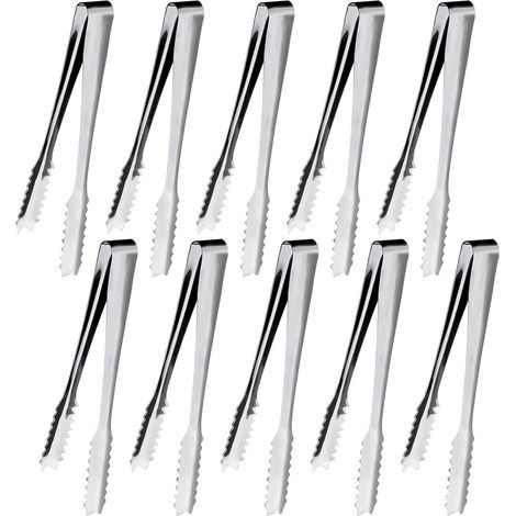 10 Pièces Pince a Glacon, 15,2 cm Pince a Sucre, Pince Bonbon, Pince Inox, Pince à Sucre, Pour Sucre, Biscuit, Buffet, Café, Cuisine et Plus (Argent) (1/4)