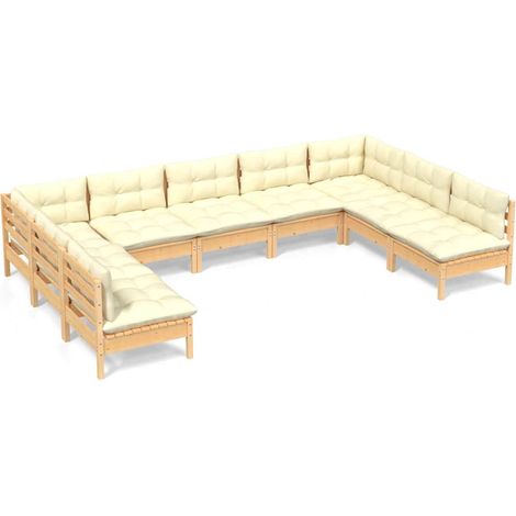 Maison Exclusive - Muebles de jardín 9 pzas y cojines madera maci (1/5)