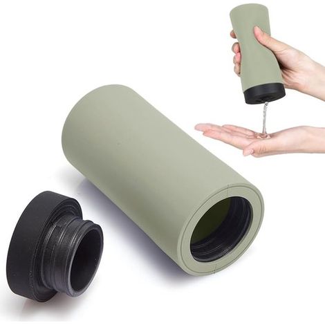 Distributeur de savon et liquide vaisselle en silicone – Bouteille rechargeable étanche avec cloison – Flacon à presser pour cuisine et évier (1/5)