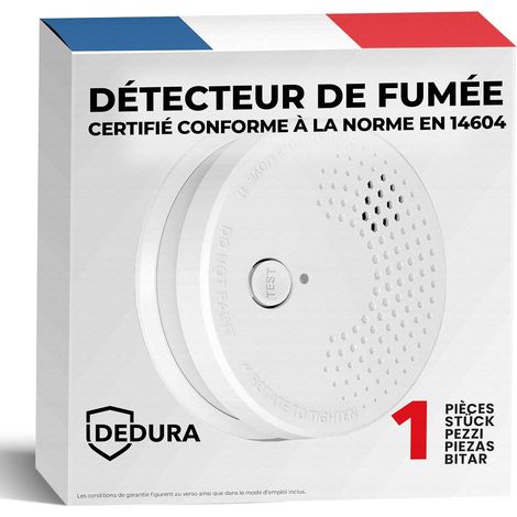 Détecteur de fumée – Garantie 10 Ans, Pile 9V remplaçable – Certifié BSI Selon la Norme en 14604, détecteur avertisseur Autonome de fumée (DAAF) et détecteur d'incendie (1/5)