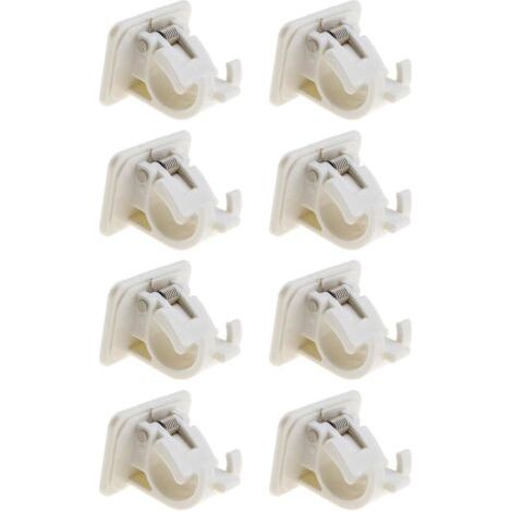 Lot de 8 supports de tringle à rideaux réglables pour suspendre le rideau, voile, manteau, décoration de jardin, loisirs créatifs, salle de bain, fixation murale sans clous Blanc (1/4)