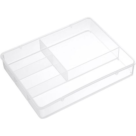 Boîte de rangement transparente pour bureau, tiroir organiseur de tiroir, séparateur de tiroir, rangement maquillage pour salle de bain et bureau. (1/5)