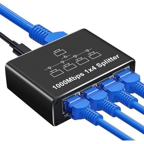 Switch Ethernet 4 Port,Switch RJ45 Splitter 1000 Mbps,Switch Réseau Double RJ45 pour Ordinateur,Hub,Commutateur,Routeur,etc (1/5)