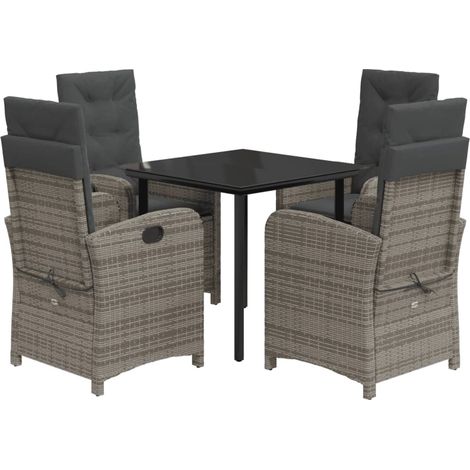 Maison Exclusive - Set da Pranzo da Giardino 5 pz con Cuscini in Polyrattan Grigio (1/5)