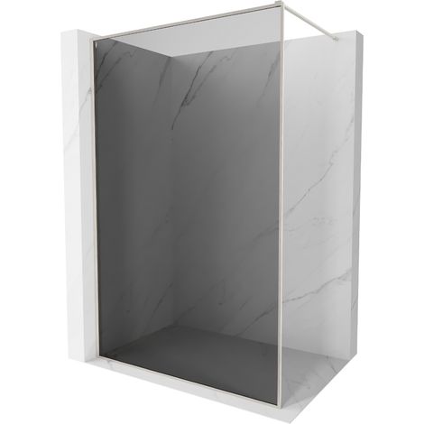Mexen Kioto-XF Duschwand Walk-in mit Rahmen 80 x 202 cm, Graphit 10 mm, gebürsteter Nickel - 800-080-104-97-40-X