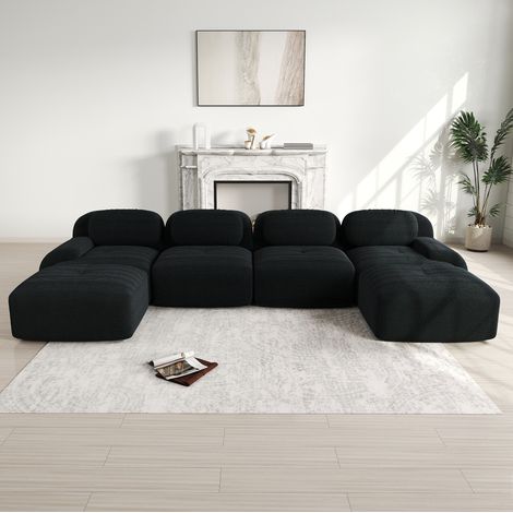 Canapé salon modulable noir corduroy sans montage OKMYHOME (1/5)