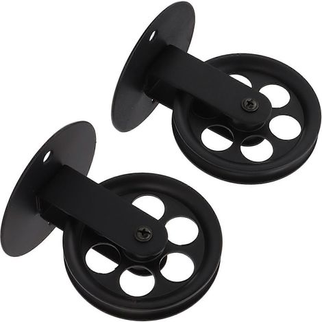 Lot de 2 poulies industrielles pour suspension lumineuse vintage de style grange, fixation murale ou plafond. (1/5)