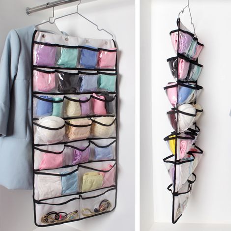 Vtizikl Organisateur de Rangement Suspendu, Sacs de Rangement Suspendus, Organisateurs de Placard Suspendus, Rangement de sous-Vêtements, Suspendu en Tissu Double Face, 42 Poches (1/5)