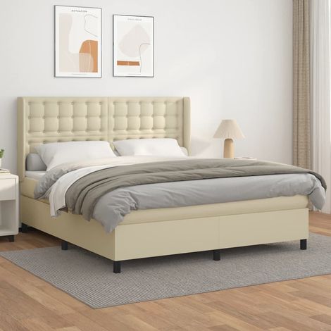 Boxspringbett mit Matratze Creme 180x200 cm Kunstleder (1/5)