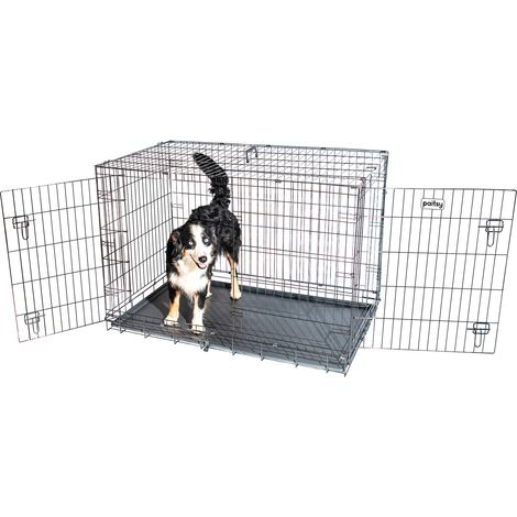 Cage pour chien Fortressoo2XL, caisse de transport pour grand chien 122x75x84cm, pliable, 2 portes, plateau amovible, utilisation interieur, Paitsy