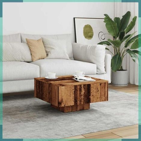 856550 Table basse vieux bois 60x60x31,5 cm bois d'ingénierie (1/5)