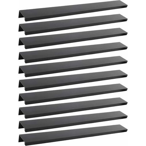 Lot de 10 poignées de meuble noires - Poignées de meuble invisibles noires mates en aluminium, entraxe 200 mm (SKU produit : 95465167 SKU Offre : lehua25.3.24-20) (1/4)