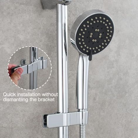 Support pour pommeau de douche sans perçage – Métal chromé, diamètre réglable 18–25 mm, fixation murale facile (1/3)