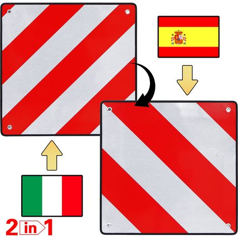 Pannello di segnalazione Spagna Italia 50x50 2in1 alluminio rifrangente Portapacchi posteriore rosso-bianco