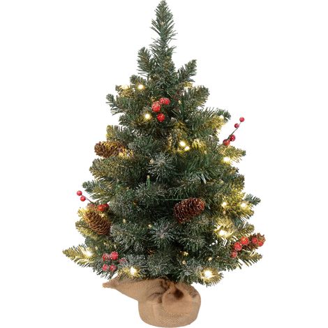 HOMCOM Mini Albero di Natale con Luci Incorporate, Altezza 60 cm, Verde (1/5)