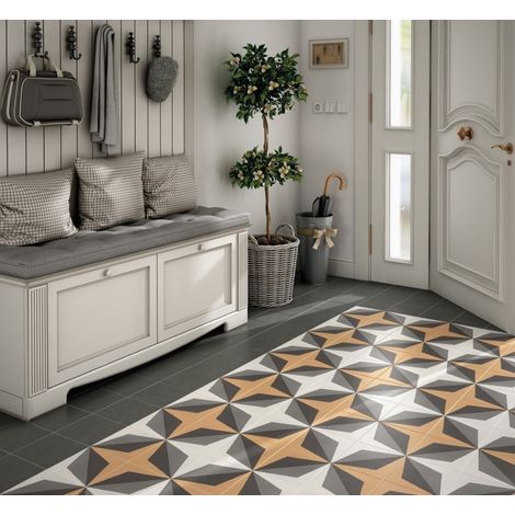 Carrelage effet carreau de ciment CAPRICE DECO COLOURS WAVE 20x20cm 20x20cm Orange Mat - Boîte de 1 m2 (1/3)
