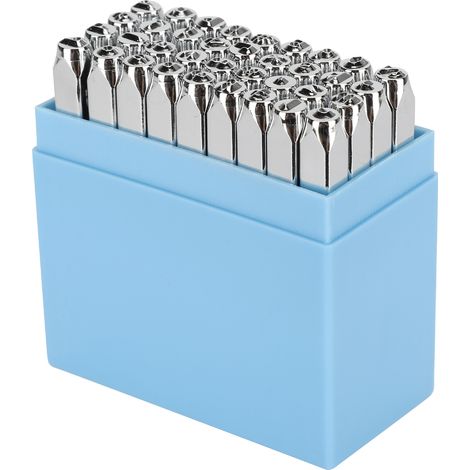 Ensemble de 36 tampons lettres en acier allié, métal électroplaqué, avec boîte de rangement (1/5)
