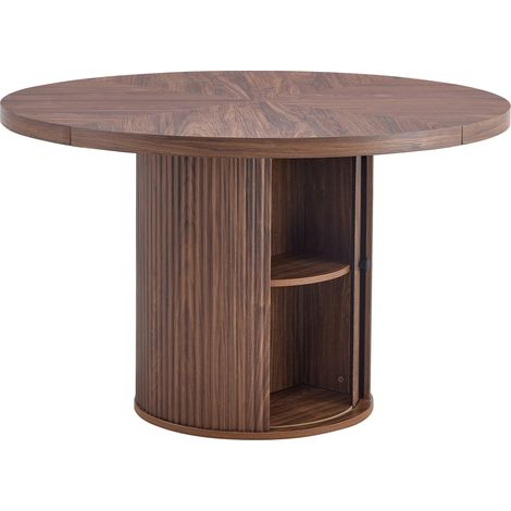 Runder Esstisch mit Stauraum, Holzoptik, 115 cm, MDF, Nussbaum (1/5)