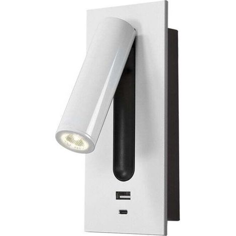Lampada da lettura a LED con interruttore a scomparsa, lampada da comodino a incasso tipo C, applique, lampada da lettura, orientabile a 350°, pieghevole a 90°, 3W, luce calda 3000K, bianca (1/4)